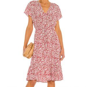 Rails Red and White V-Neck Midi Sundress Size Small